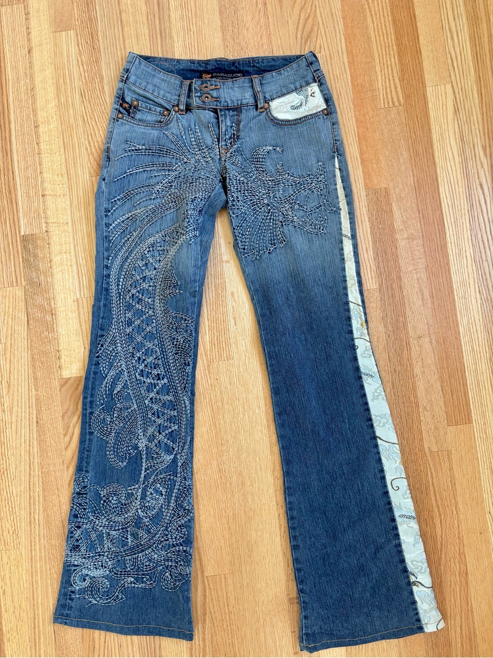 Dragon Embroidered Jeans - Y2K Parasuco Ergonomic Denim